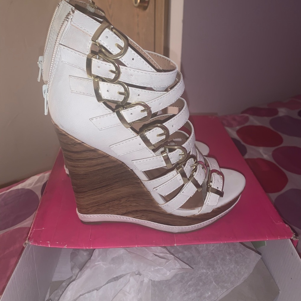White and Tan Wedges